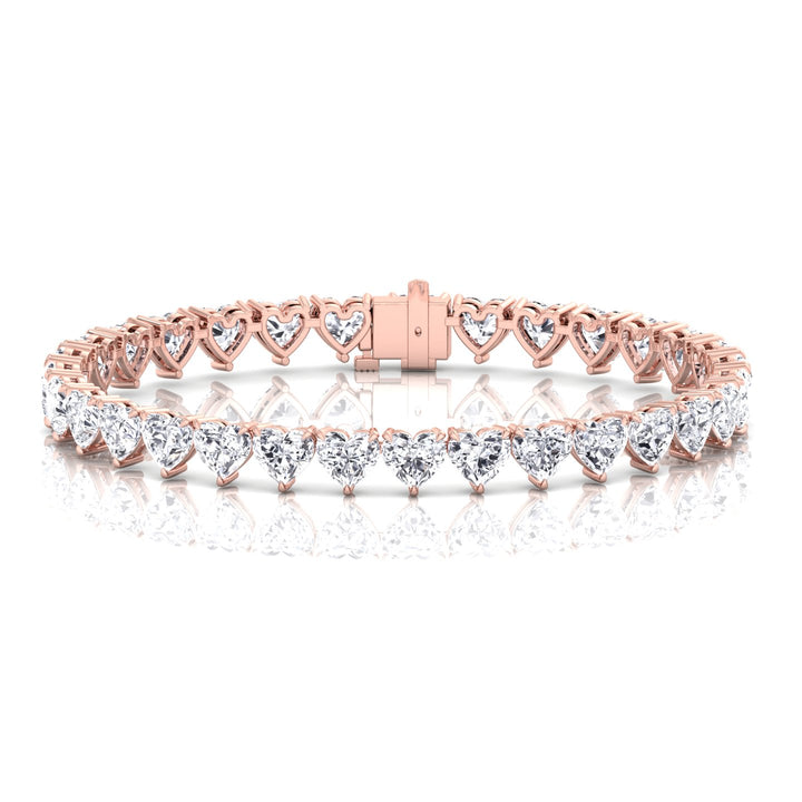 Heart Shape Natural Diamond Tennis Bracelet Rose Gold 10CT