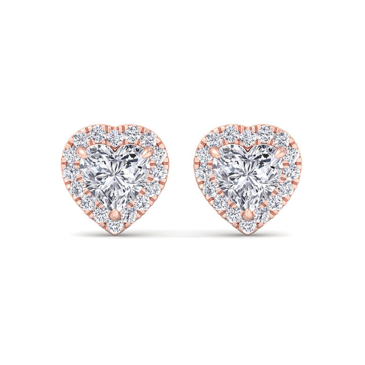 Tiana - Heart Shape Diamond Halo Studs - Gem Jewelers Co