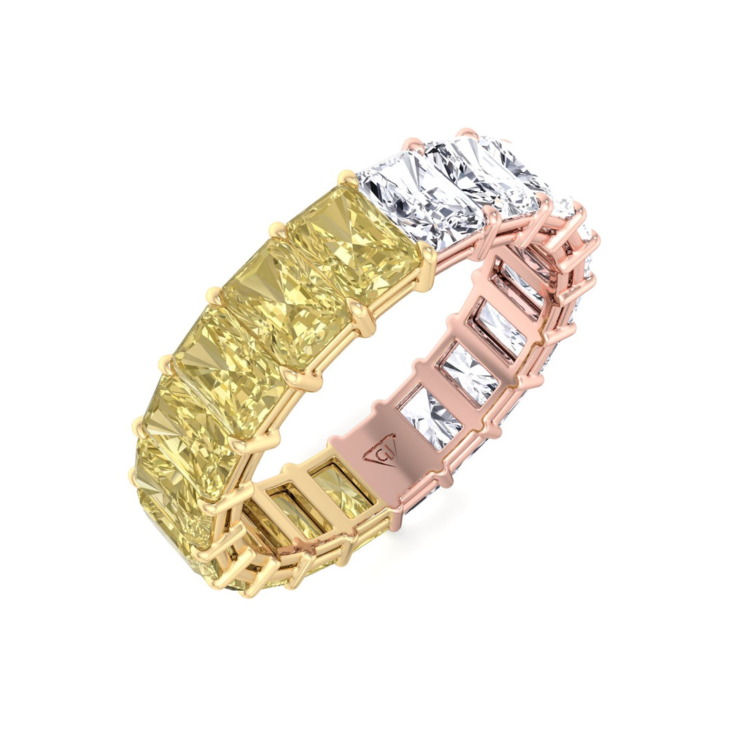 Gemma - Two Tone Radiant Cut Yellow Diamond Eternity Band - Gem Jewelers Co