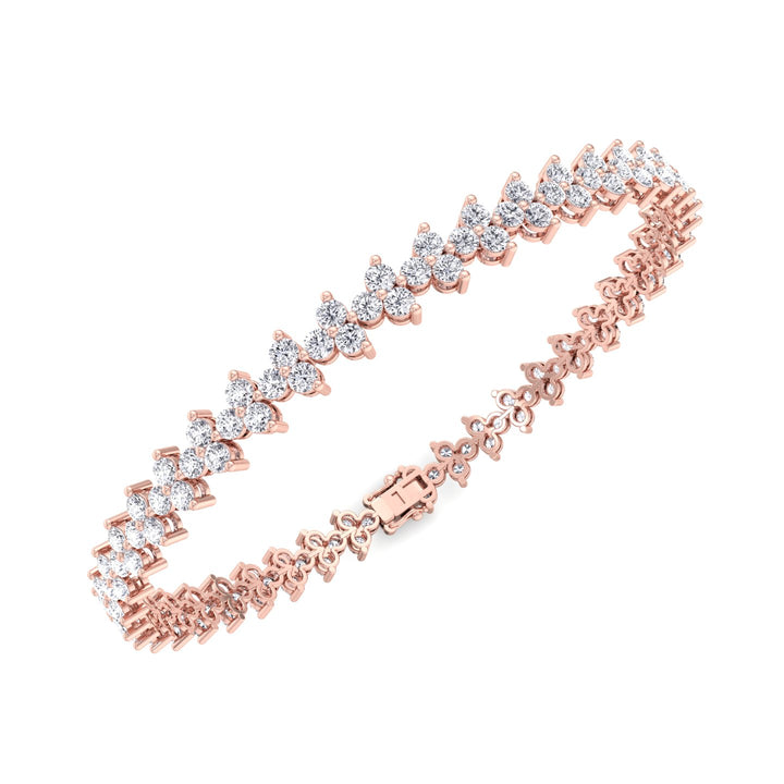 Natural Diamond Trio Tennis Bracelet Rose Gold 14K 18K