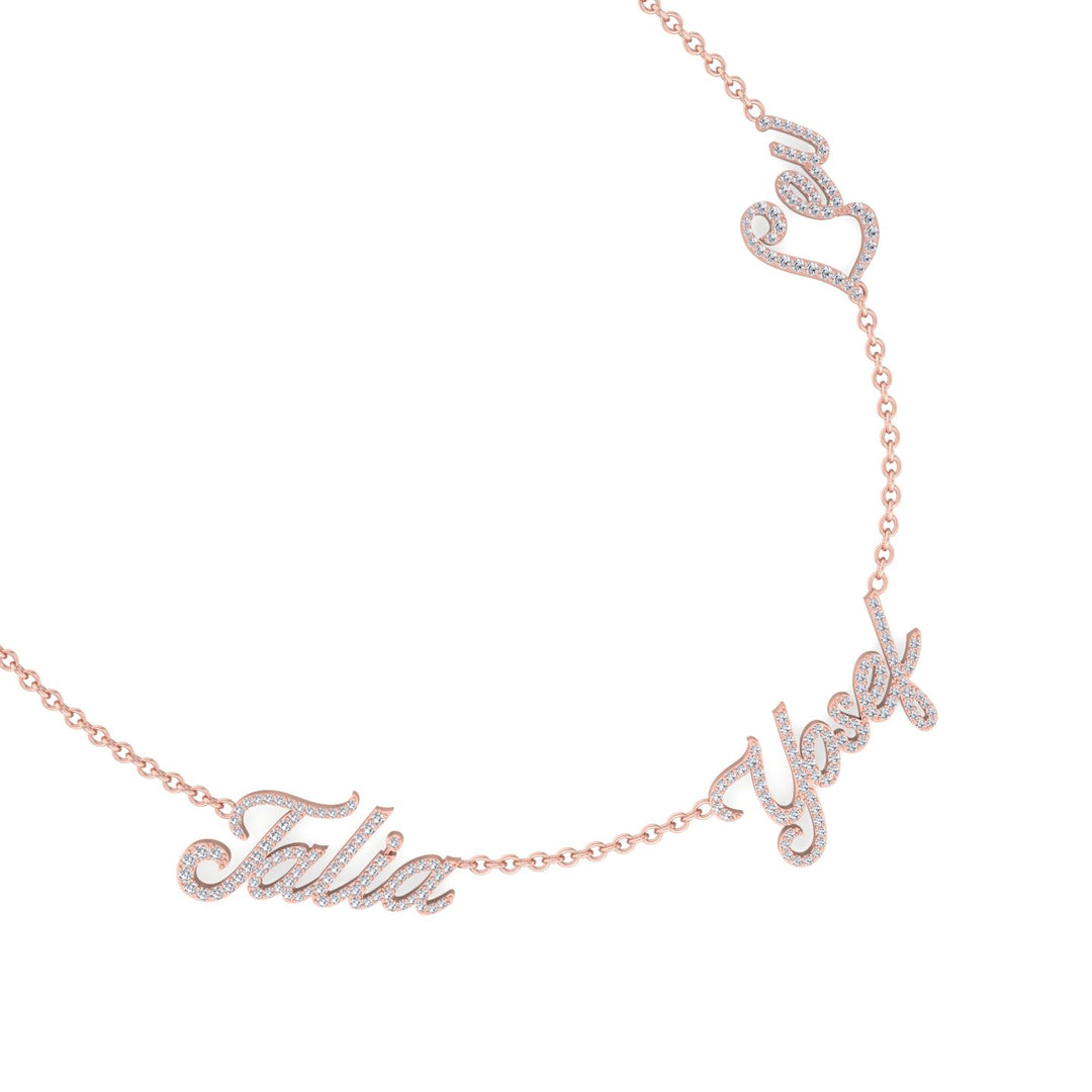 1.50CT T.W. Custom 3 Name Diamond Necklace - Gem Jewelers Co