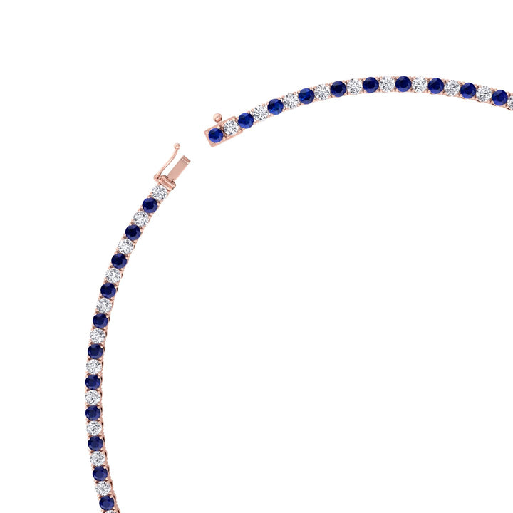 Sara - Alternating Blue Sapphire and Natural Diamond Tennis Necklace - Gem Jewelers Co