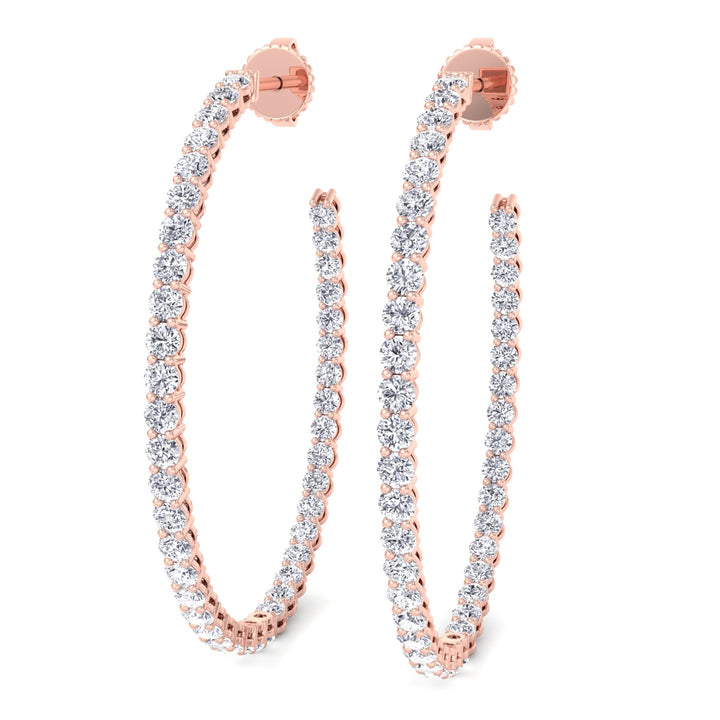 Clara - 6.2CT Round Diamond Inside Out Hoops - Gem Jewelers Co