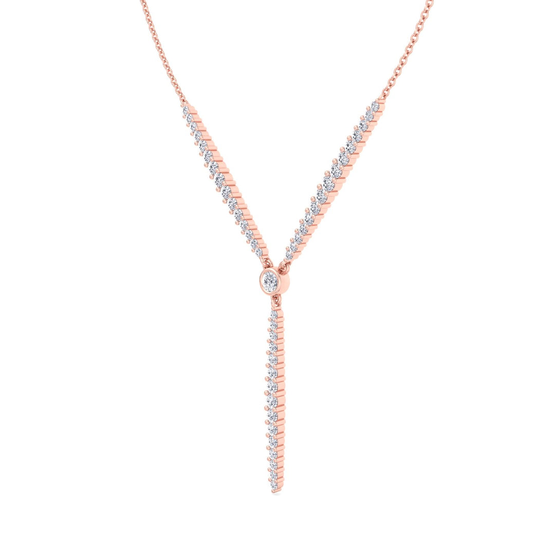 Natural Eternity Style Diamond Lariat  Necklace Rose Gold 18K