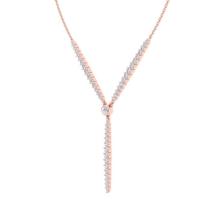 Natural Eternity Style Diamond Lariat  Necklace Rose Gold 18K