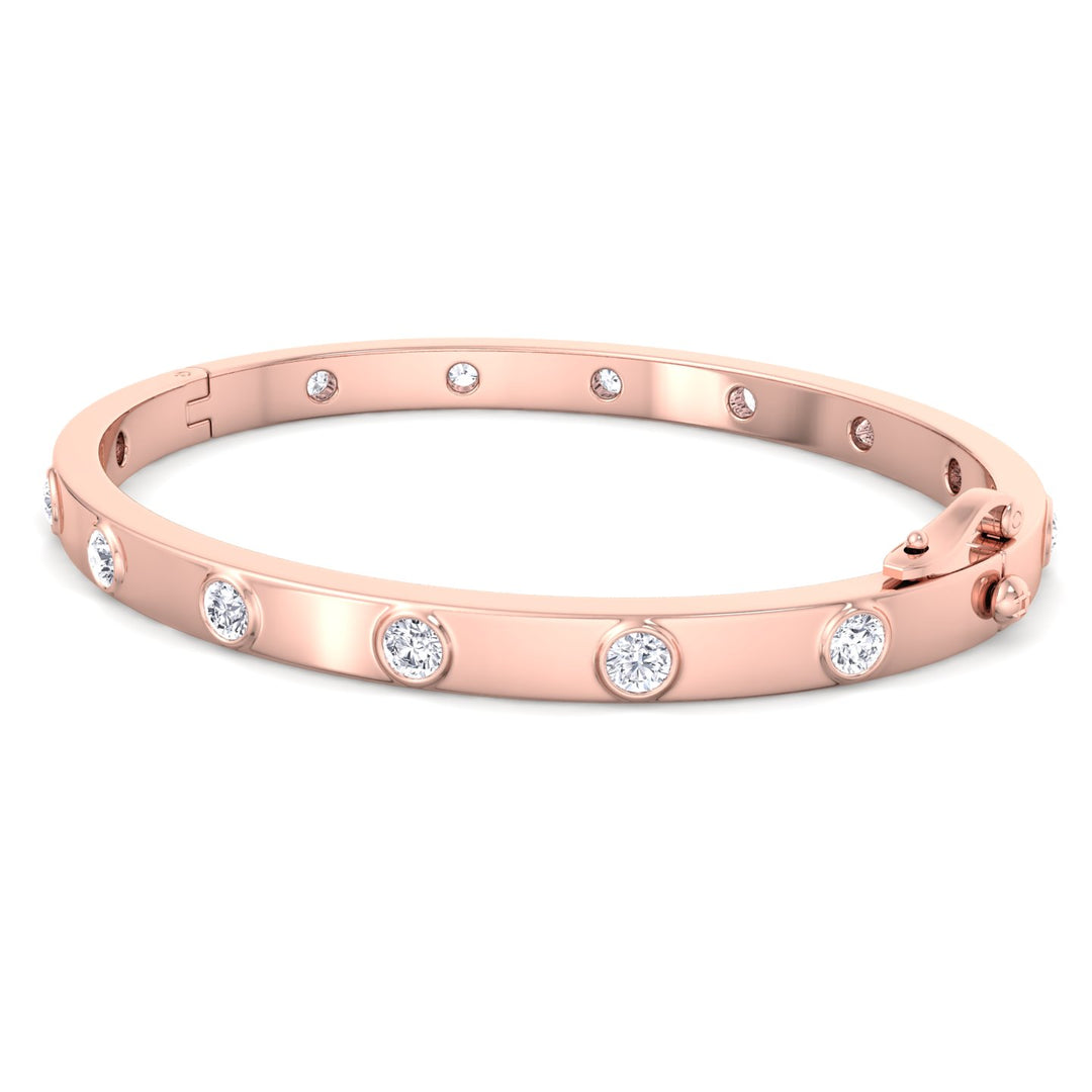 Anza - Round Cut Bezel Set Natural Diamond Bangle - Gem Jewelers Co
