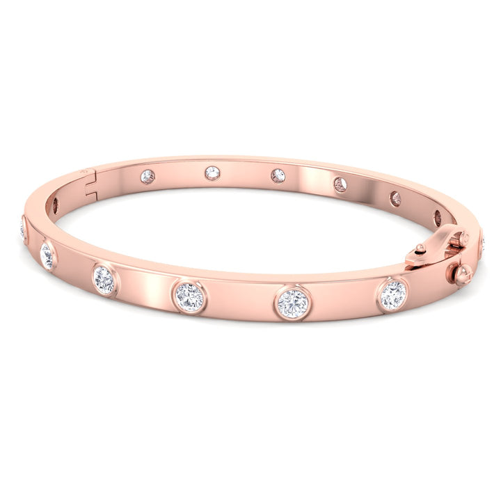 Anza - Round Cut Bezel Set Natural Diamond Bangle - Gem Jewelers Co