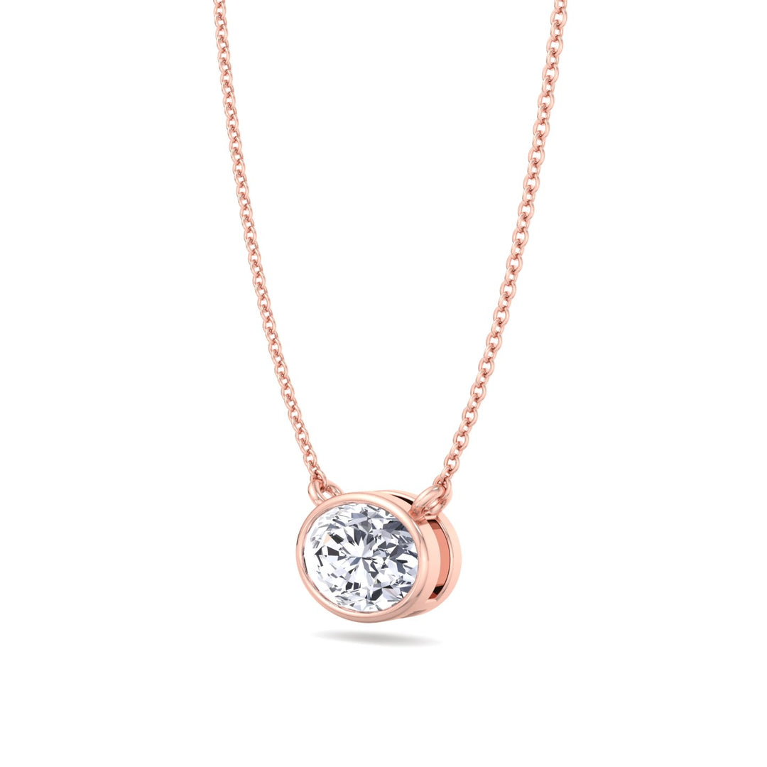 Lia - Bezel Set Oval Shape Diamond Pendant - Gem Jewelers Co
