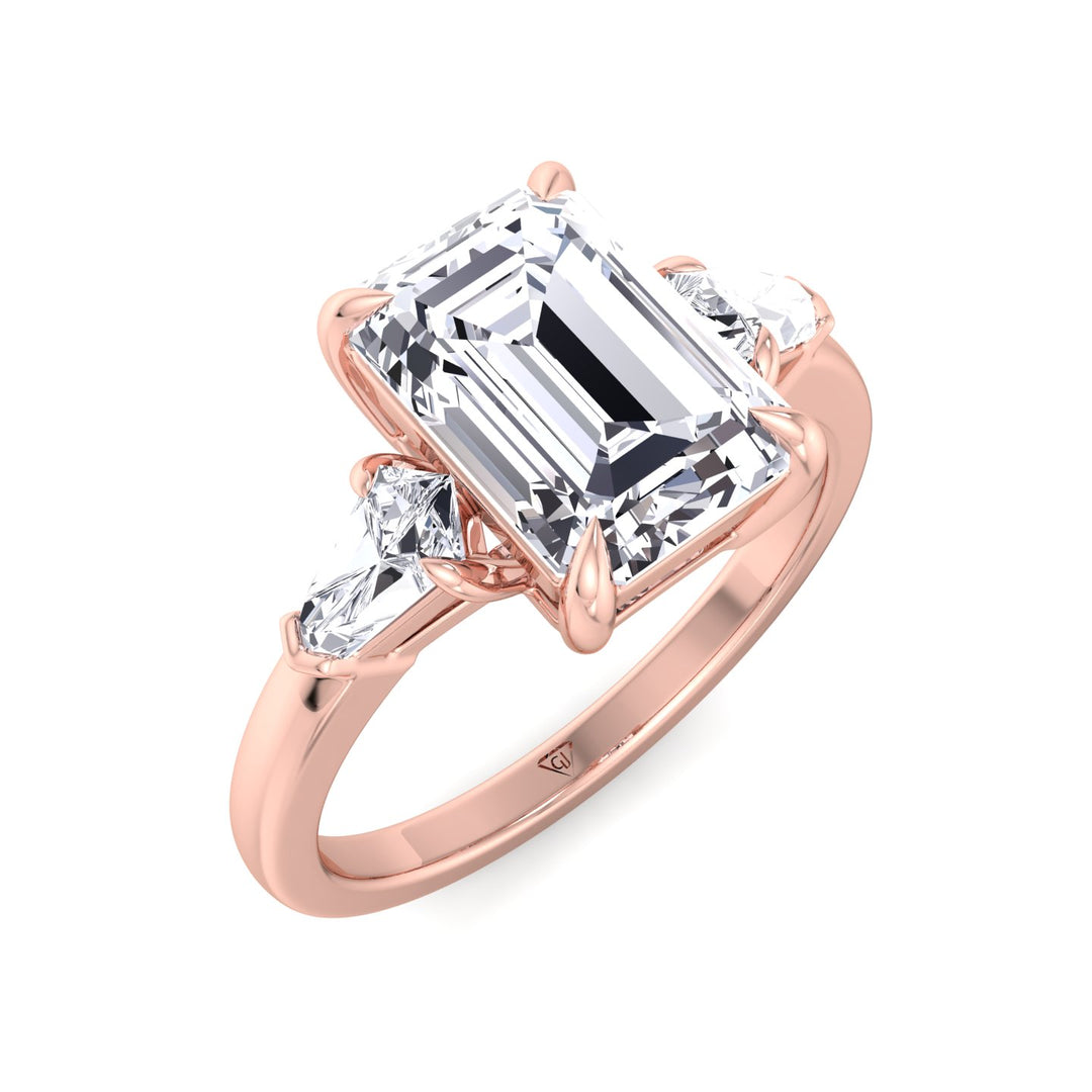 Caterina - Emerald Shape Diamond Engagement Ring With Tapered Baguette Side Stones - Gem Jewelers Co