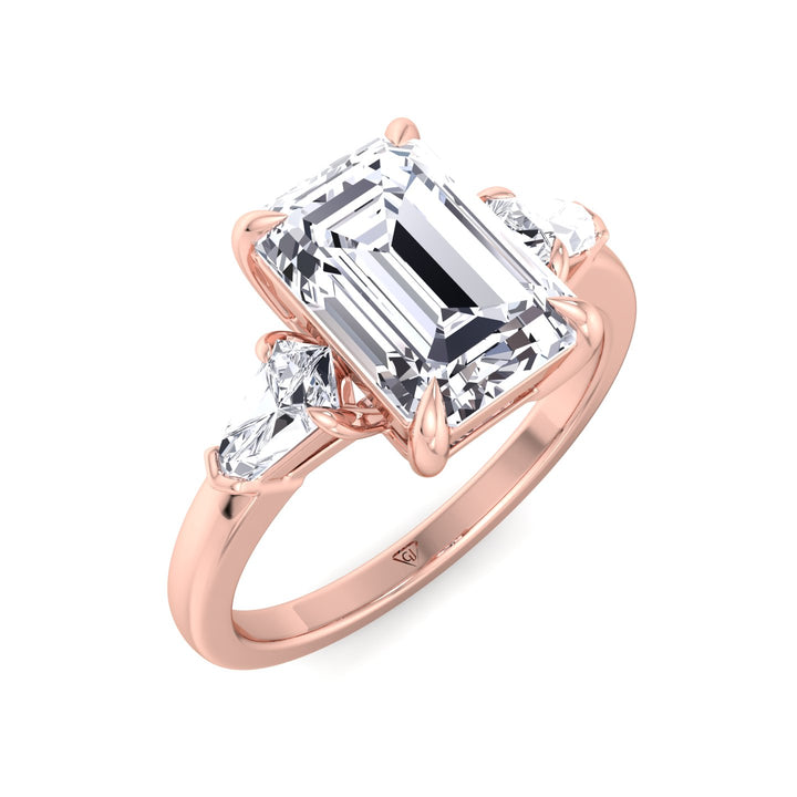 Caterina - Emerald Shape Diamond Engagement Ring With Tapered Baguette Side Stones - Gem Jewelers Co