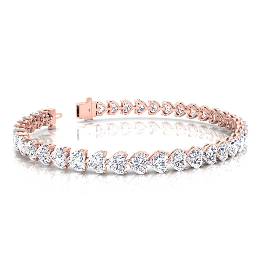 East to West Heart Shape Natural Diamond Tennis Bracelet Rose 11CT