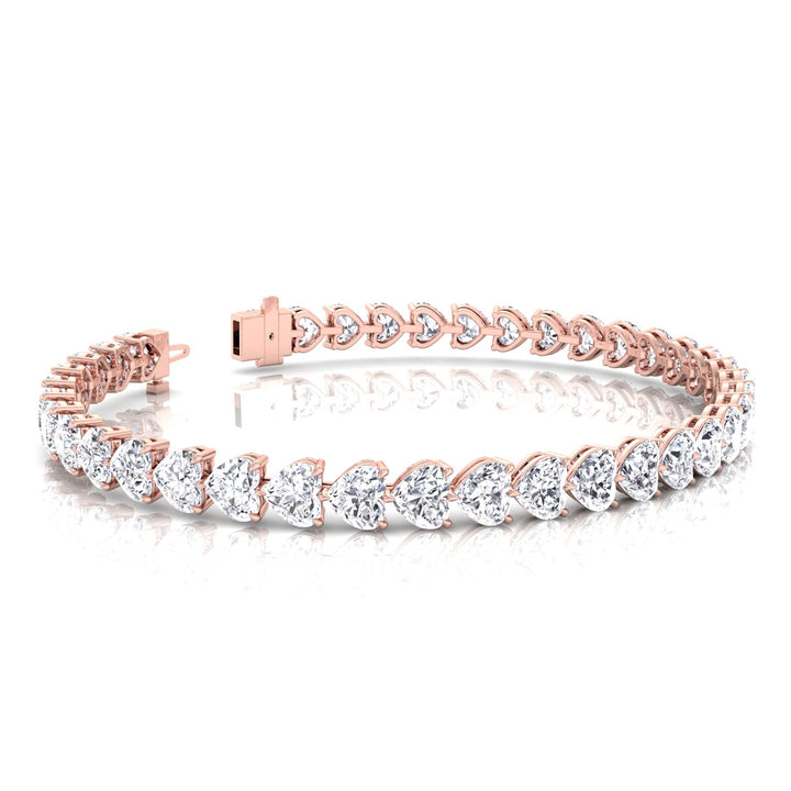 East to West Heart Shape Natural Diamond Tennis Bracelet Rose 11CT