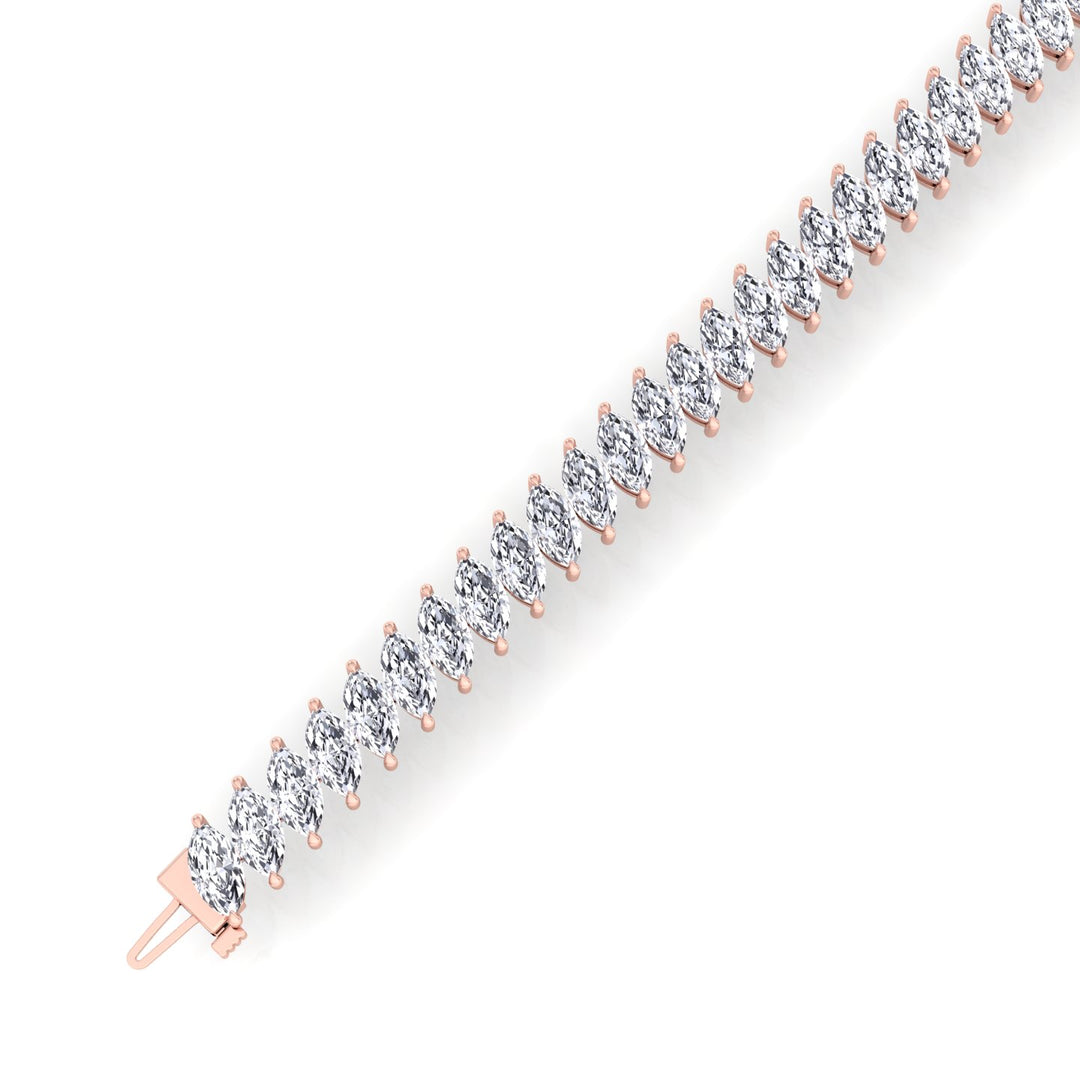 Marquise Cut Natural Diamond Tennis Bracelet 14K Solid Gold