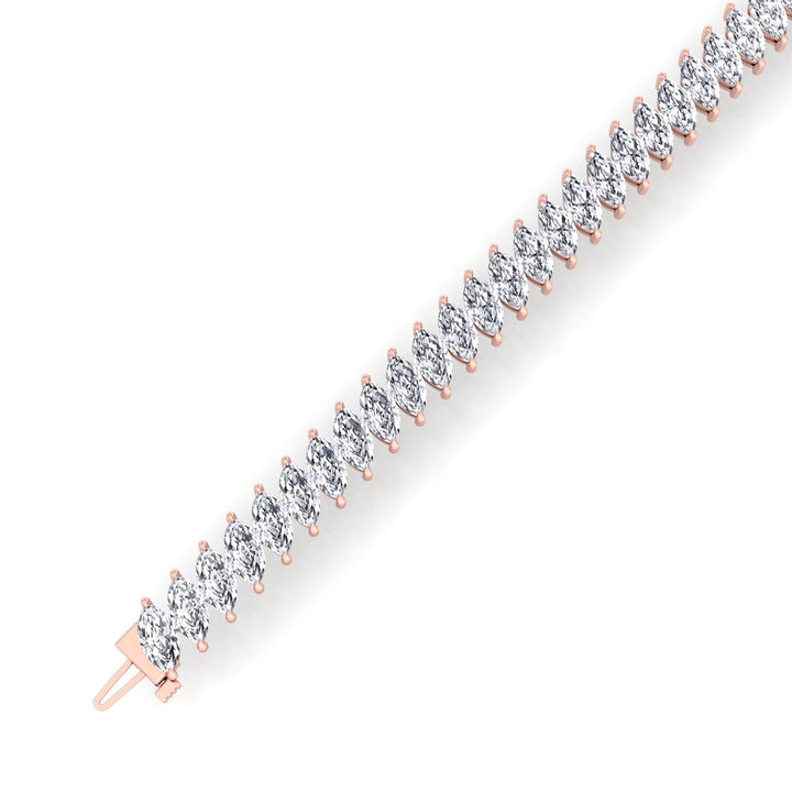 Marquise Cut Natural Diamond Tennis Bracelet 14K Solid Gold