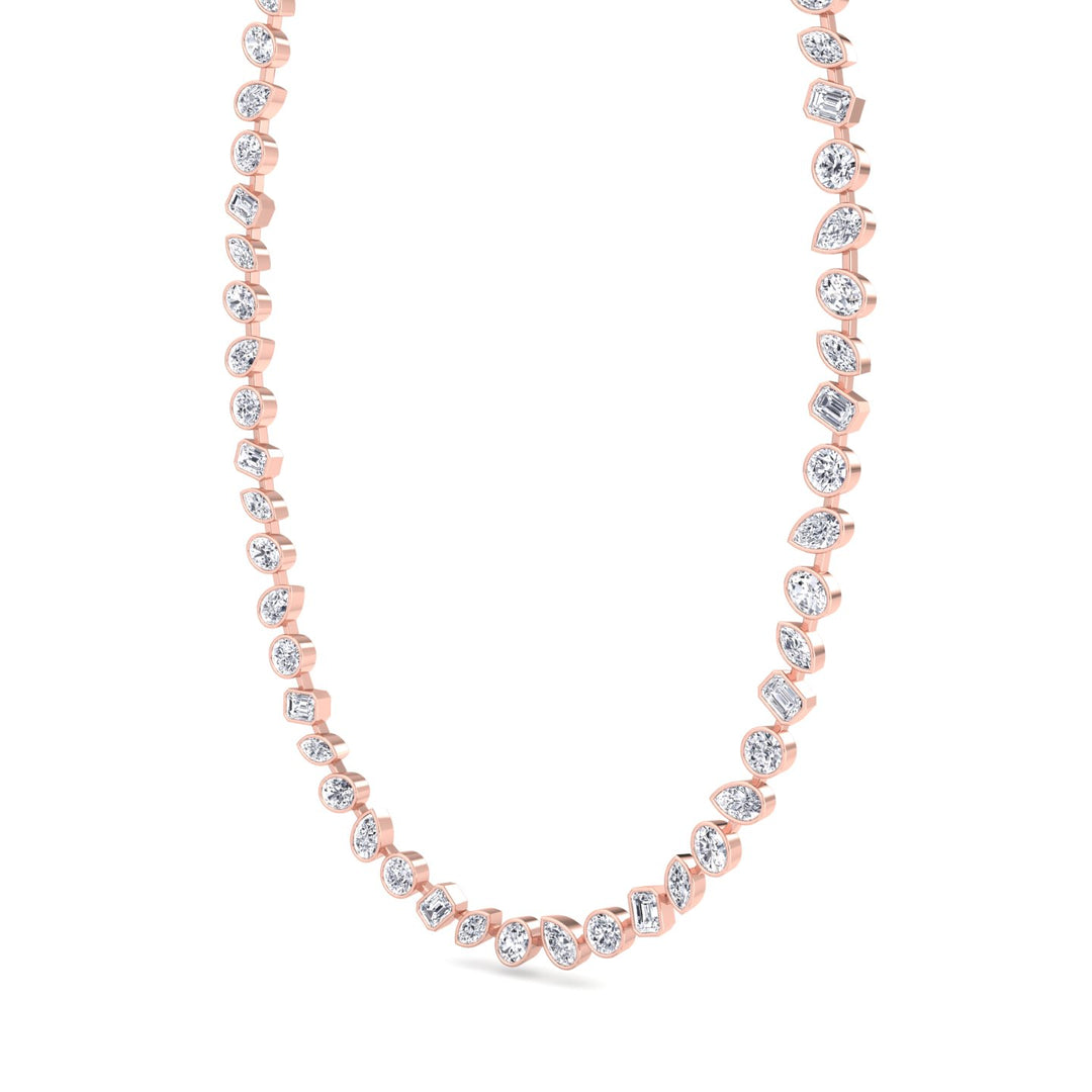 12.5CT Multi Shape Bezel Set Natural Diamond Tennis Necklace