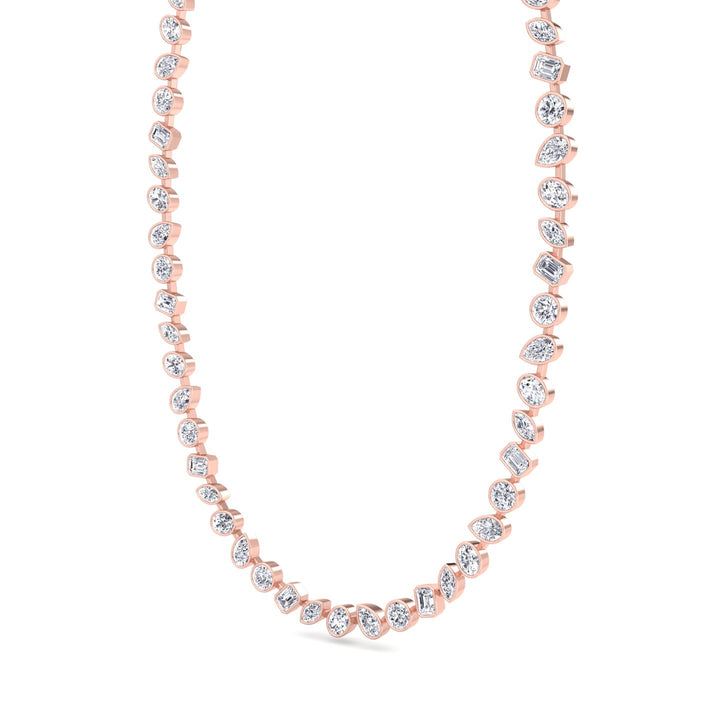 12.5CT Multi Shape Bezel Set Natural Diamond Tennis Necklace
