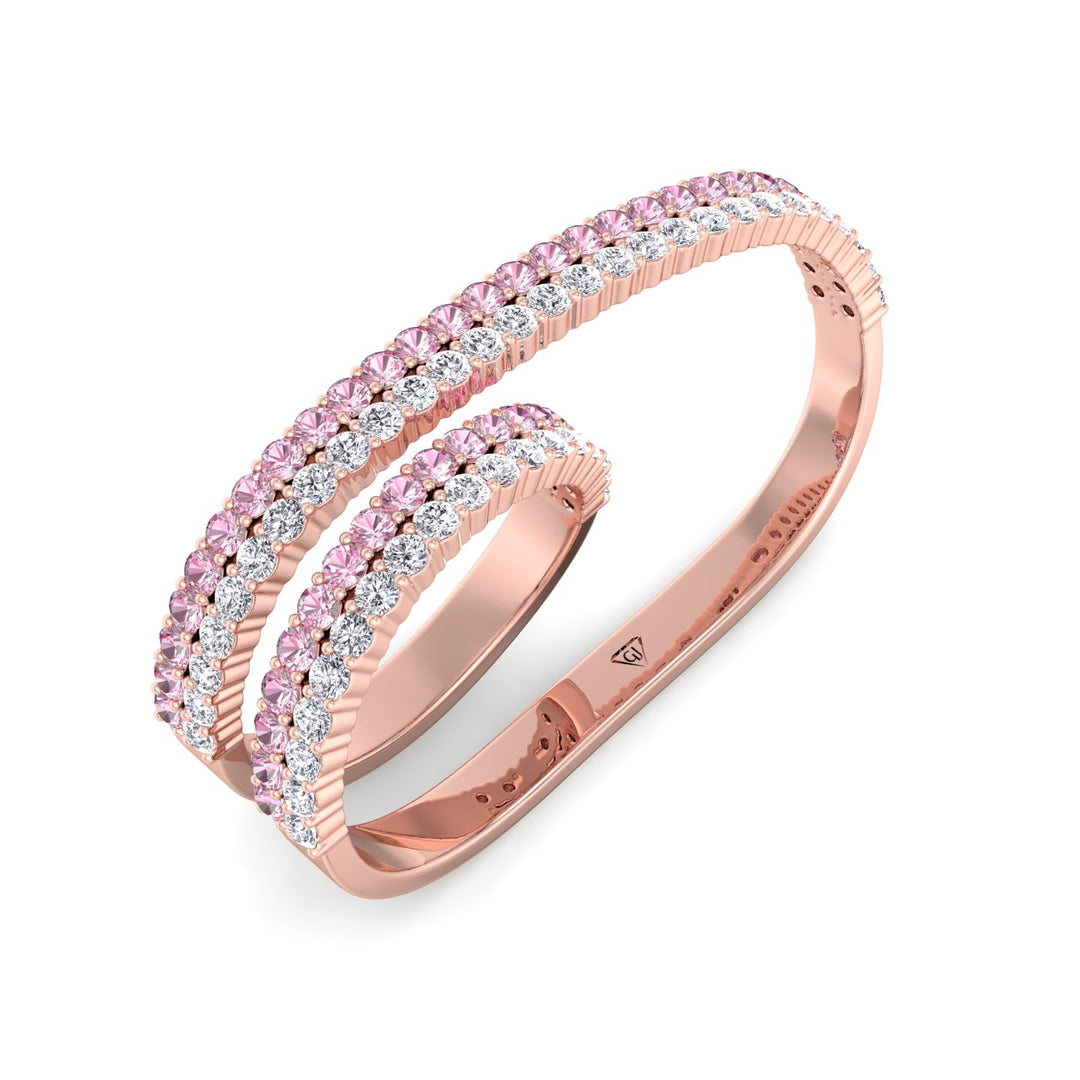 Two-Finger Ring Band-1.2CT-14K-Rose Gold