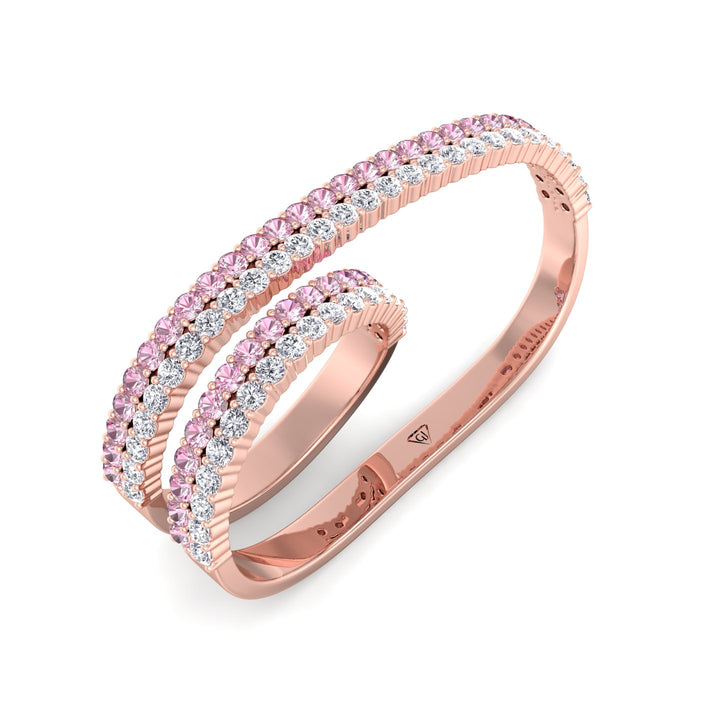 Two-Finger Ring Band-1.2CT-14K-Rose Gold