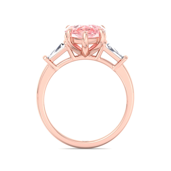 Denise - Pear Shape Pink Diamond Engagement Ring with Tapered Baguettes - Gem Jewelers Co