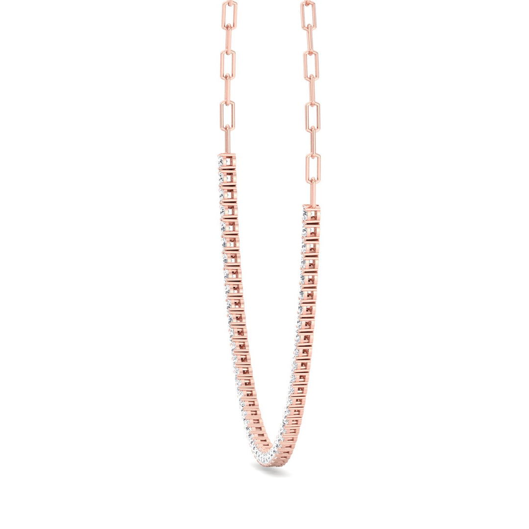 Piazza - Halfway Adjustable Diamond Tennis Necklace With Paperclip Chain - Gem Jewelers Co