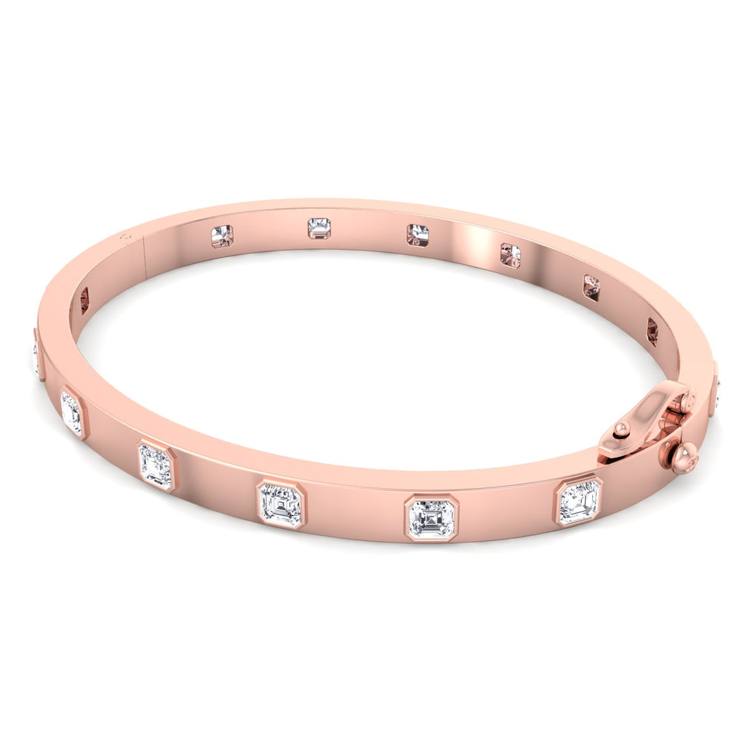 Milly - Asscher Cut Bezel Set Natural Diamond Bangle - Gem Jewelers Co