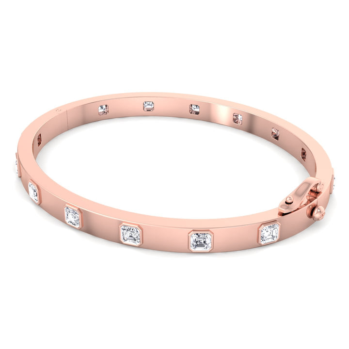 Milly - Asscher Cut Bezel Set Natural Diamond Bangle - Gem Jewelers Co
