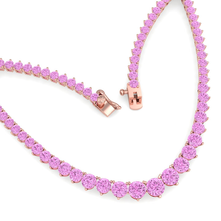 Soleil - 13CT T.W Riviera Graduated Pink Sapphire Tennis Necklace - Gem Jewelers Co