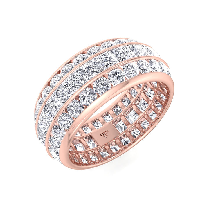 Romeo - 5.5CT 3 Row Channel Set Princess and Round Cut Diamond Eternity Band - Gem Jewelers Co