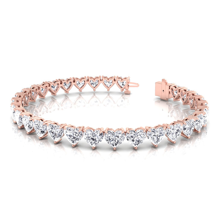 Heart Shape Natural Diamond Tennis Bracelet Rose 10CT