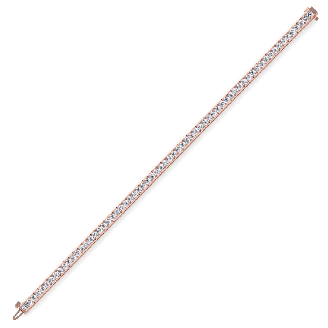 Channel Setting Round Cut Natural Diamond Tennis Bracelet  Rose Gold