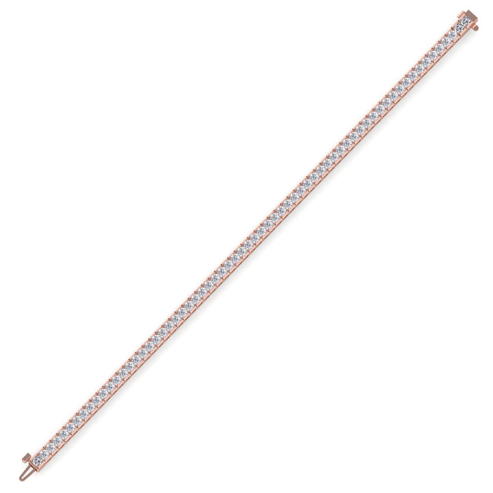 Channel Setting Round Cut Natural Diamond Tennis Bracelet  Rose Gold