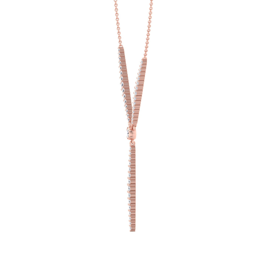 Natural Eternity Style Diamond Lariat  Necklace Rose Gold