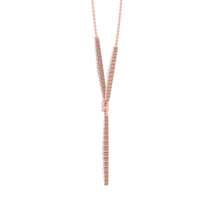 Natural Eternity Style Diamond Lariat  Necklace Rose Gold