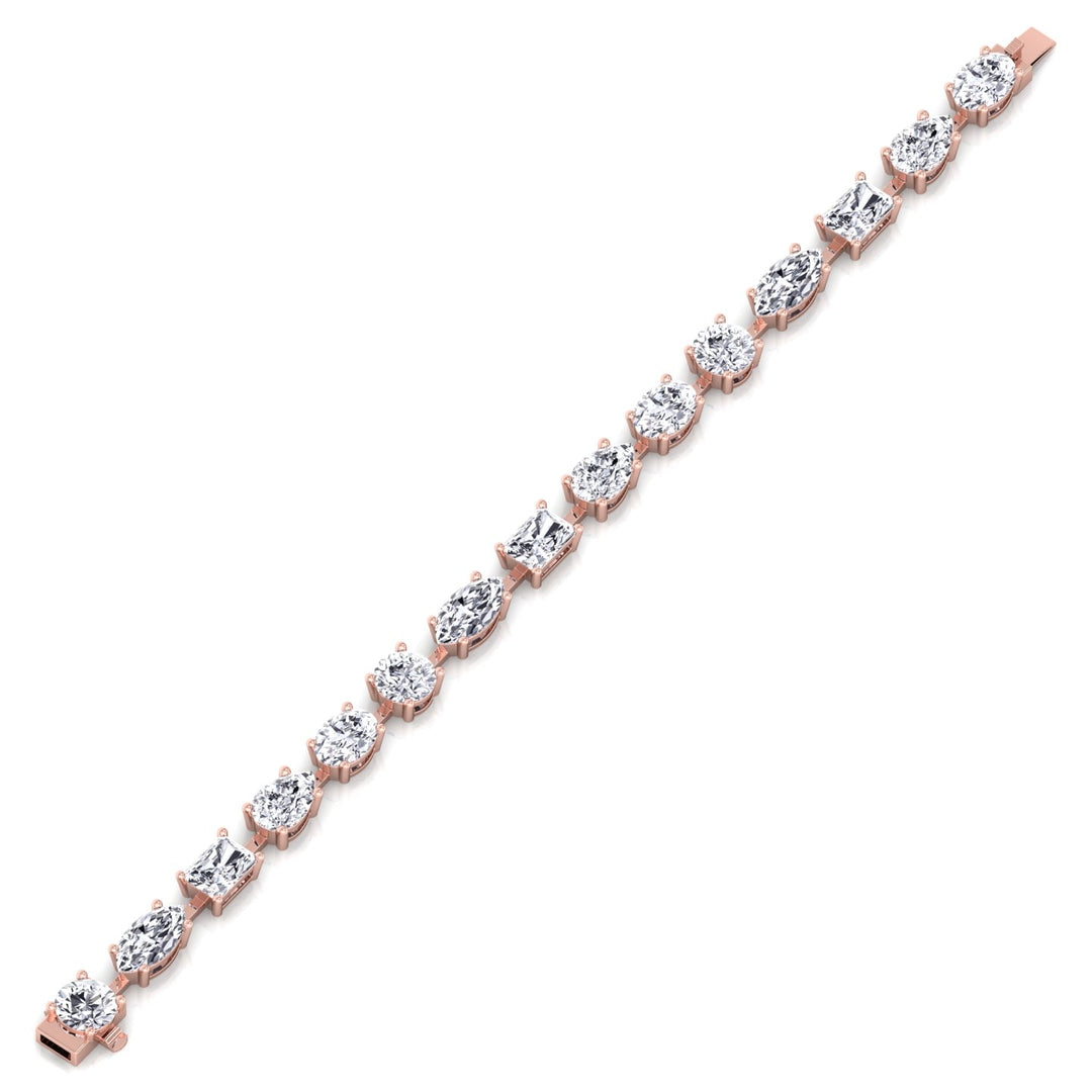 Mixed Shape Natural Diamond Tennis Bracelet Rose Gold