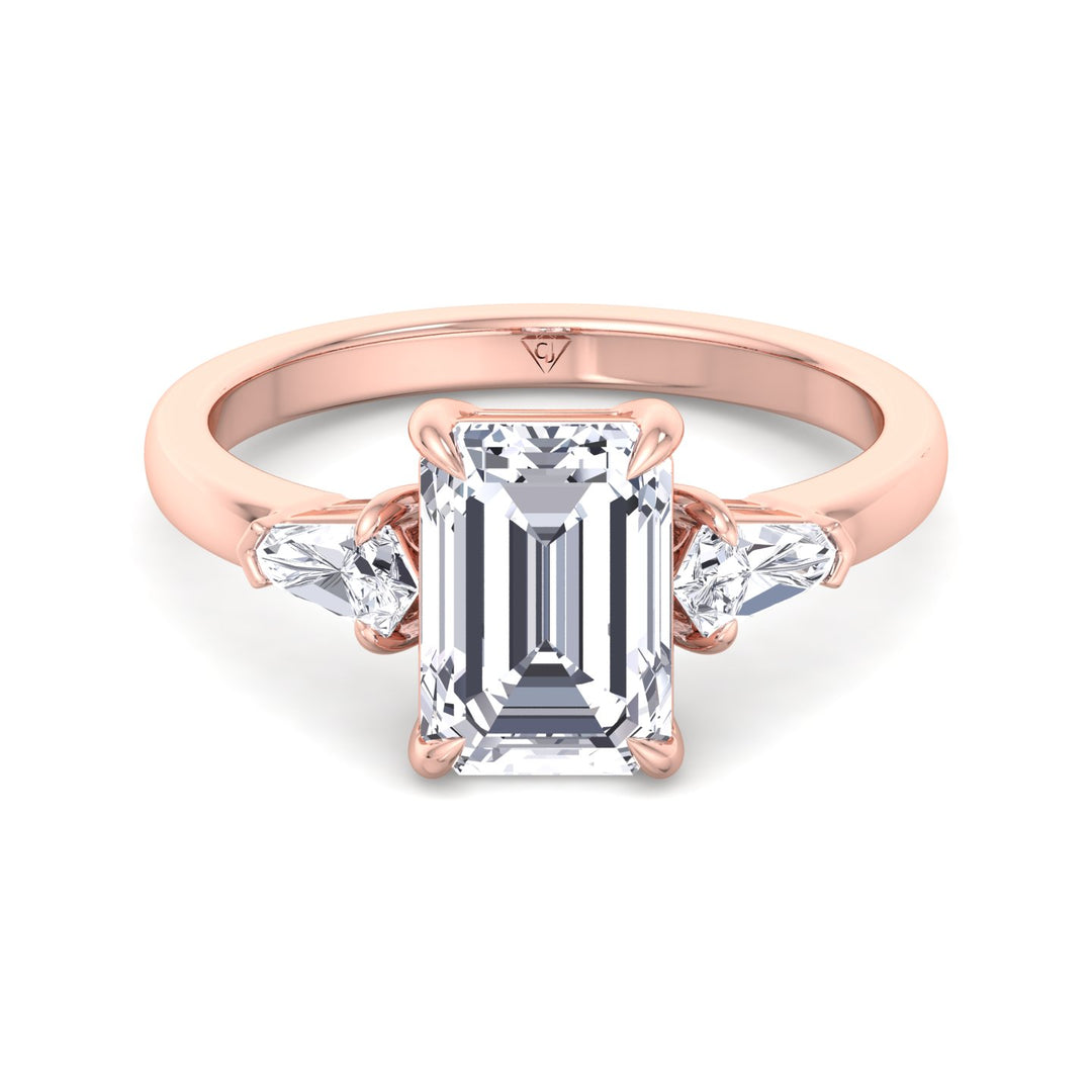 Caterina - Emerald Shape Diamond Engagement Ring With Tapered Baguette Side Stones - Gem Jewelers Co