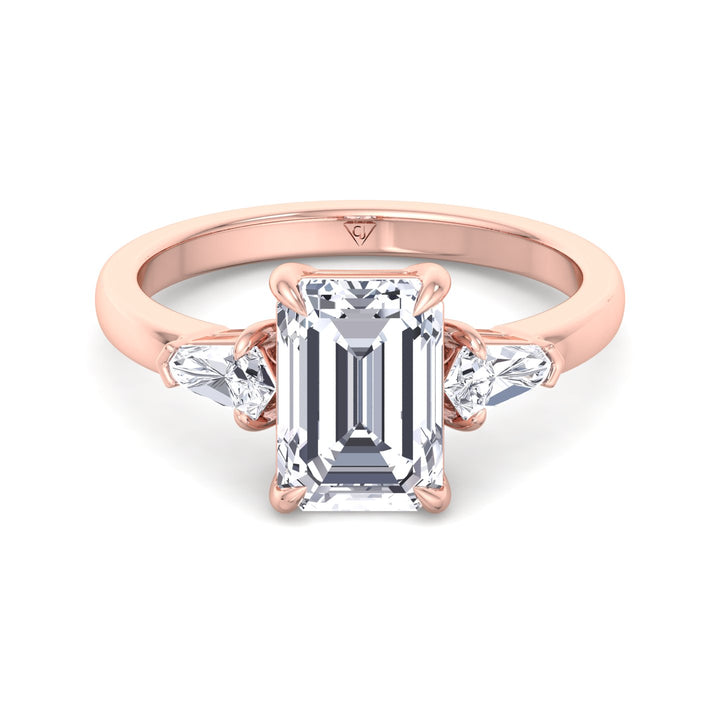 Caterina - Emerald Shape Diamond Engagement Ring With Tapered Baguette Side Stones - Gem Jewelers Co