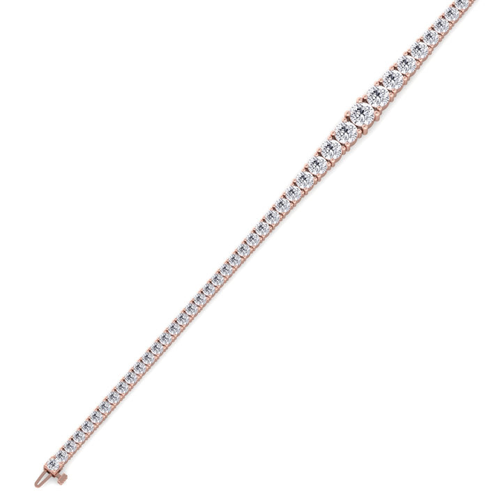 4-Prong Graduated Natural Diamond Tennis Bracelet 14K Solid Gold Rose Gold