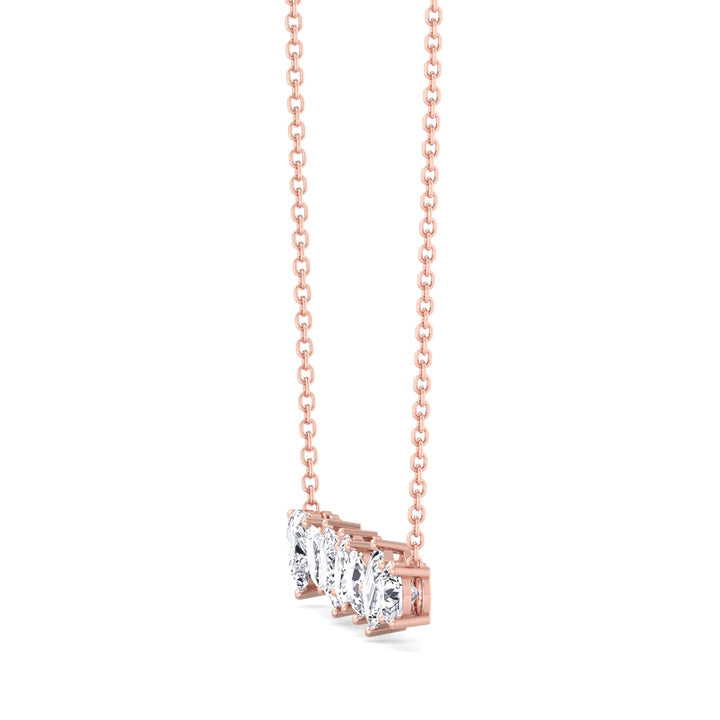 Multi Shape Natural Diamond Bar Pendant Rose Gold