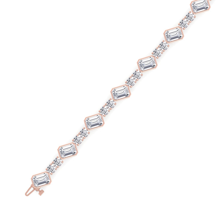 Emerald and Round Natural Diamond Tennis Bracelet