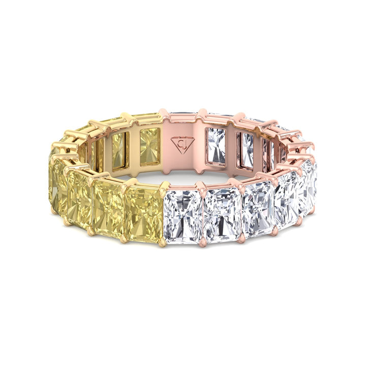 Gemma - Two Tone Radiant Cut Yellow Diamond Eternity Band - Gem Jewelers Co