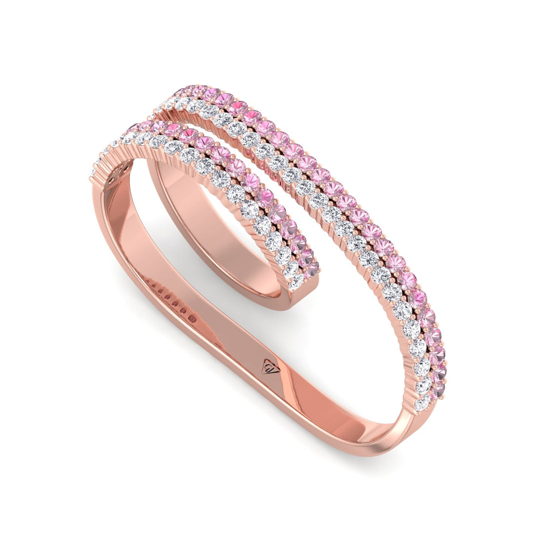 Two-Finger Ring Band-1.2CT-18K-Rose Gold