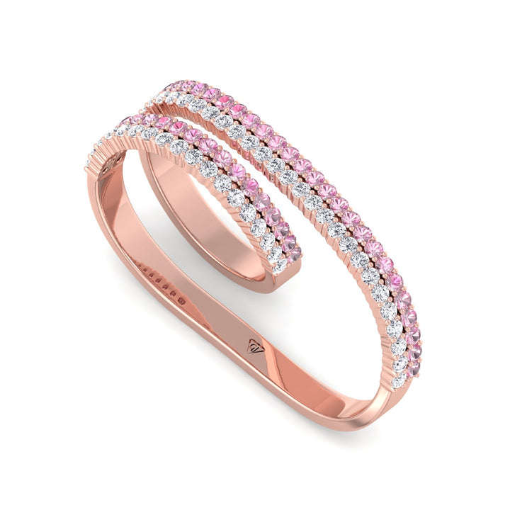 Two-Finger Ring Band-1.2CT-18K-Rose Gold