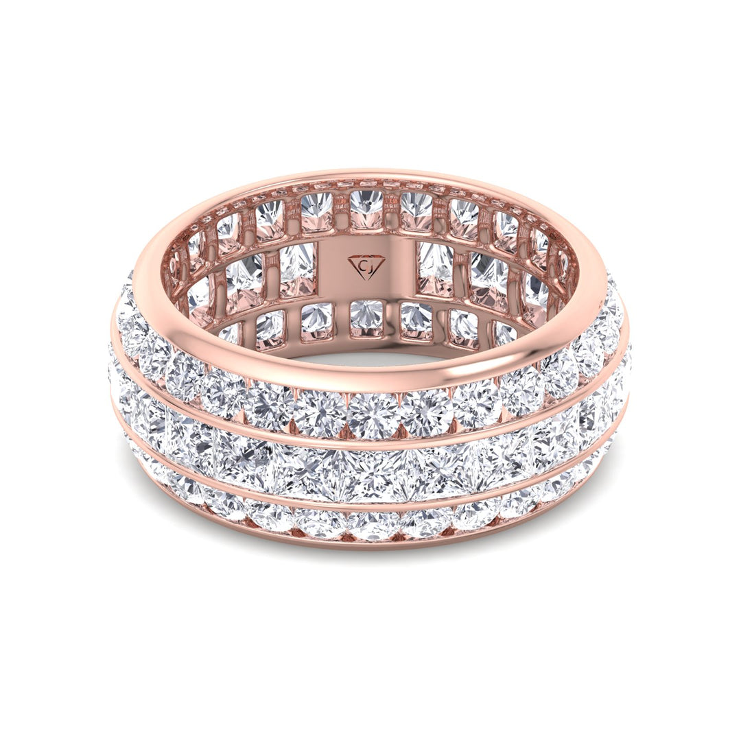 Romeo - 5.5CT 3 Row Channel Set Princess and Round Cut Diamond Eternity Band - Gem Jewelers Co