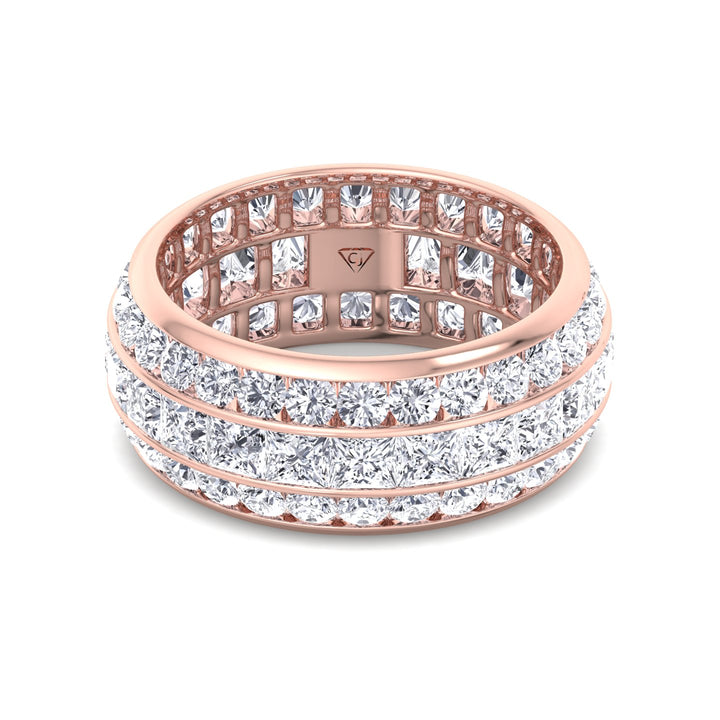 Romeo - 5.5CT 3 Row Channel Set Princess and Round Cut Diamond Eternity Band - Gem Jewelers Co