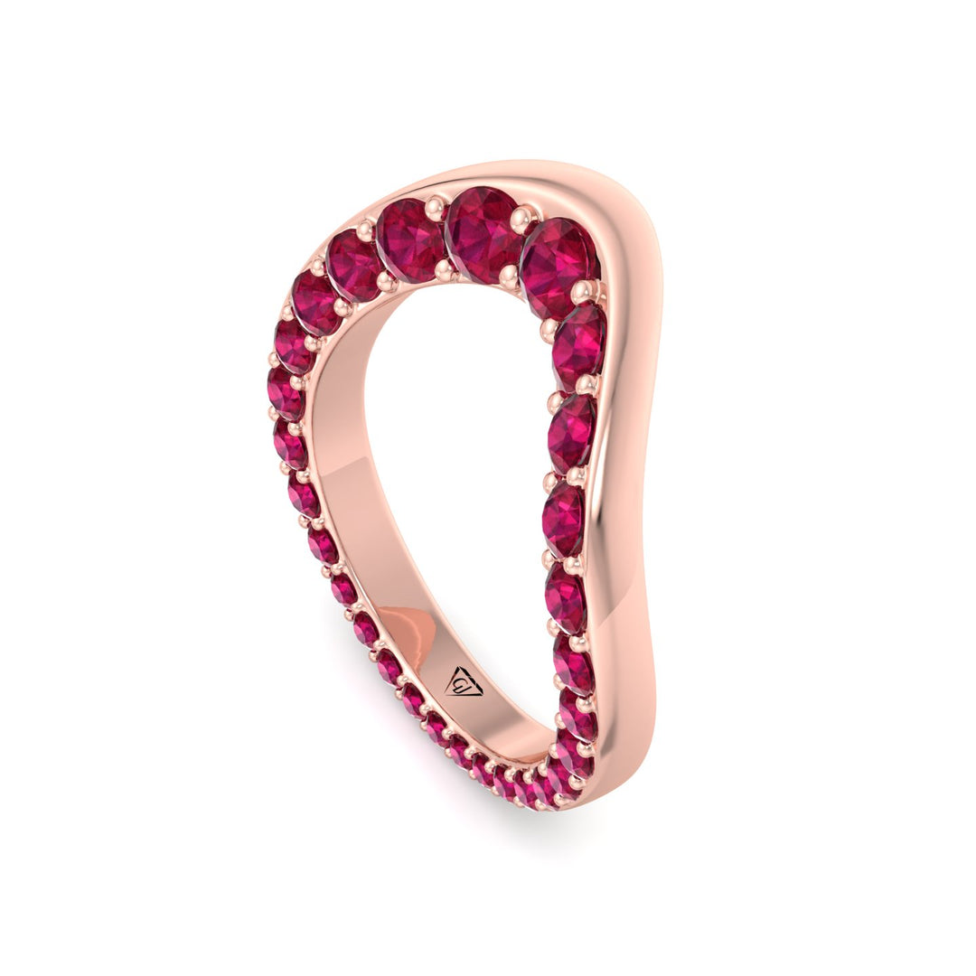 Natural Red Ruby Invisible Halo Eternity Band Rose Gold