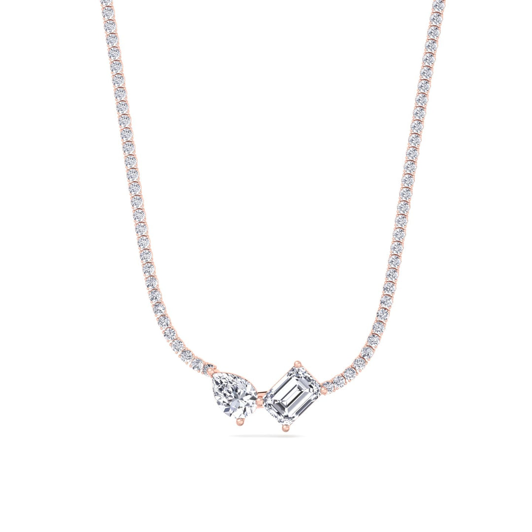 Taron - Toi Et Moi Diamond Tennis Necklace - Gem Jewelers Co