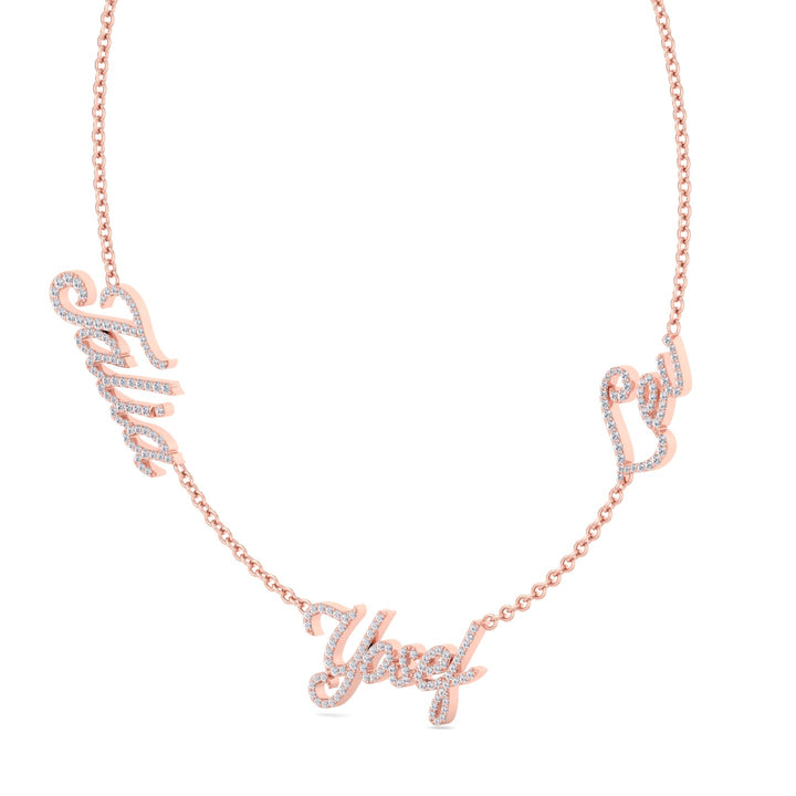 1.50CT T.W. Custom 3 Name Diamond Necklace - Gem Jewelers Co