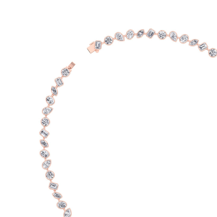 12.5CT Multi Shape Bezel Set Natural Diamond Tennis Necklace