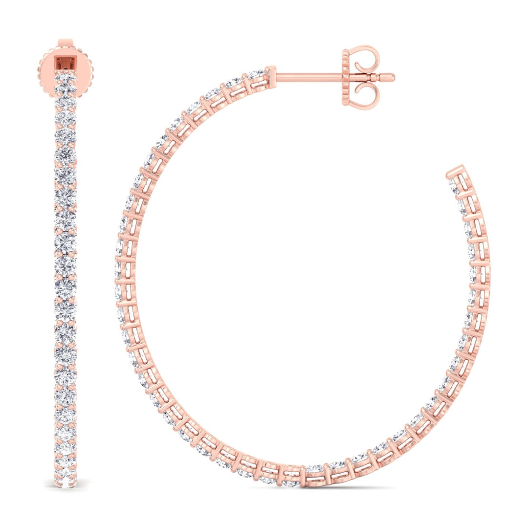 Clara - 6.2CT Round Diamond Inside Out Hoops - Gem Jewelers Co