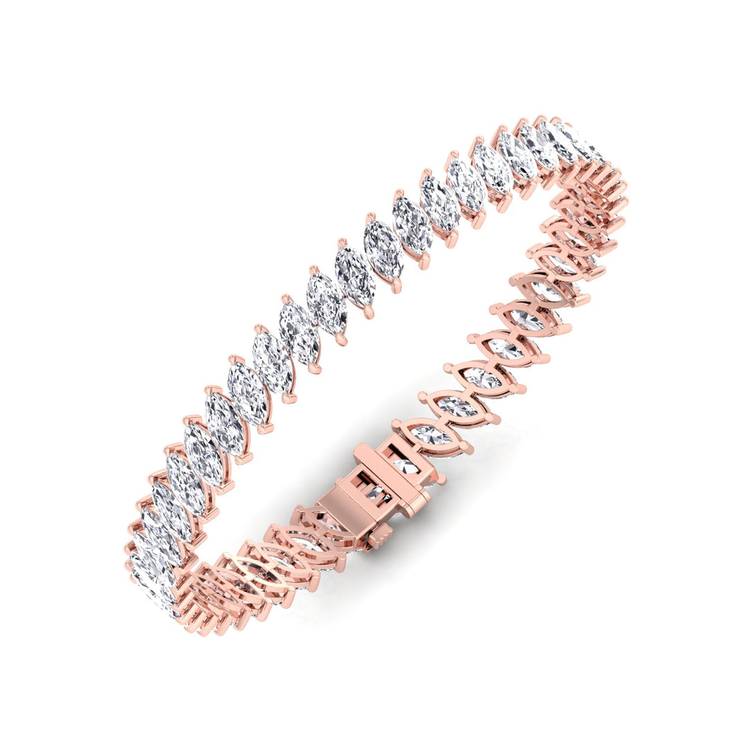 Marquise Cut Natural Diamond Tennis Bracelet 14K Solid Gold